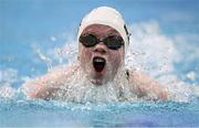 16 April 2025; Dearbhaile Brady of Limavady competes in the Women's 50m Breaststroke C final, on her own, during day five of the Irish Open Swimming Championships at the National Aquatic Centre on the Sport Ireland Campus in Dublin. Photo by Ben McShane/Sportsfile