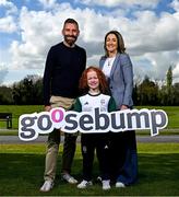 17 April 2025; Paralympics Ireland have today announced the renewal of their partnership with creative agency Goosebump through to the LA 2028 Paralympic Games. In attendance at the announcement is Paralympian Dearbhaile Brady with Goosebump Managing Director Sarah Love and Paralympics Ireland CEO Stephen McNamara. Photo by David Fitzgerald/Sportsfile