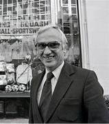24 April 1981; Bohemians manager Billy Young poses for a portrait outside Elvery's sports shop in Dublin. Photo by Ray McManus/Sportsfile