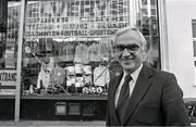 24 April 1981; Bohemians manager Billy Young poses for a portrait outside Elvery's sports shop in Dublin. Photo by Ray McManus/Sportsfile