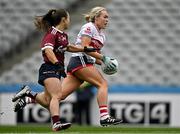 12 April 2025; Katie Quirke of Cork in action against Aoife Ní Cheallaigh of Galway during the Lidl Ladies National Football League Division 2 final match between Cork and Galway at Croke Park in Dublin. Photo by Sam Barnes/Sportsfile
