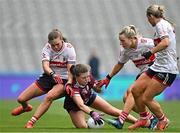12 April 2025; Eva Noone of Galway in action against Cork players including Shauna Cronin, left, and Emma Cleary, centre, during the Lidl Ladies National Football League Division 2 final match between Cork and Galway at Croke Park in Dublin. Photo by Sam Barnes/Sportsfile