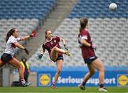 12 April 2025; Olivia Divilly of Galway kicks a point during the Lidl Ladies National Football League Division 2 final match between Cork and Galway at Croke Park in Dublin. Photo by Sam Barnes/Sportsfile