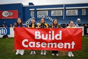 12 April 2025; A banner is held for Casement Park before the Ulster GAA Football Senior Championship quarter-final match between Antrim and Armagh at Corrigan Park in Belfast. Photo by Ramsey Cardy/Sportsfile