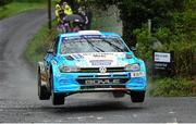 18 April 2025; Michael Boyle and Dermot McCafferty compete in their VW Polo GTI R5 during day one of the Circuit of Ireland Rally round two of the Irish Tarmac Rally Championship in Dungannon, Tyrone. Photo by Philip Fitzpatrick/Sportsfile