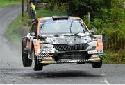 18 April 2025; Eddie Doherty and Tom Murphy compete in their Skoda Fabia RS Rally2 during day one of the Circuit of Ireland Rally round two of the Irish Tarmac Rally Championship in Dungannon, Tyrone. Photo by Philip Fitzpatrick/Sportsfile