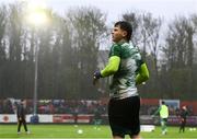 18 April 2025; Shamrock Rovers goalkeeper Ed McGinty before the SSE Airtricity Men's Premier Division match between St Patrick's Athletic and Shamrock Rovers at Richmond Park in Dublin. Photo by Stephen McCarthy/Sportsfile