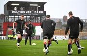 18 April 2025; Bohemians players, including Leigh Kavanagh, left, warm-up before the SSE Airtricity Men's Premier Division match between Bohemians and Cork City at Dalymount Park in Dublin. Photo by Shauna Clinton/Sportsfile