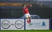 18 April 2025; Owen Elding of Sligo Rovers celebrates after scoring his side's second goal during the SSE Airtricity Men's Premier Division match between Waterford and Sligo Rovers at the Regional Sports Centre in Waterford. Photo by Seb Daly/Sportsfile