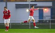 18 April 2025; Owen Elding of Sligo Rovers celebrates after scoring his side's second goal during the SSE Airtricity Men's Premier Division match between Waterford and Sligo Rovers at the Regional Sports Centre in Waterford. Photo by Seb Daly/Sportsfile