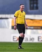 18 April 2025; Referee Damien MacGraith during the SSE Airtricity Men's Premier Division match between Drogheda United and Shelbourne at Sullivan & Lambe Park in Drogheda, Louth. Photo by Ben McShane/Sportsfile