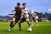 18 April 2025; Archie Meekison of Bohemians in action against Benny Couto of Cork City during the SSE Airtricity Men's Premier Division match between Bohemians and Cork City at Dalymount Park in Dublin. Photo by Shauna Clinton/Sportsfile