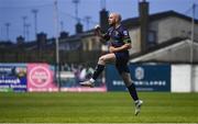 18 April 2025; Mark Coyle of Shelbourne celebrates after scoring his side's first goal during the SSE Airtricity Men's Premier Division match between Drogheda United and Shelbourne at Sullivan & Lambe Park in Drogheda, Louth. Photo by Ben McShane/Sportsfile
