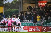 18 April 2025; Derry City supporters before the SSE Airtricity Men's Premier Division match between Galway United and Derry City at Eamonn Deacy Park in Galway. Photo by Piaras Ó Mídheach/Sportsfile