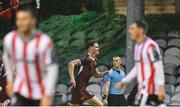 18 April 2025; Patrick Hickey of Galway United celebrates scoring his side's first goal during the SSE Airtricity Men's Premier Division match between Galway United and Derry City at Eamonn Deacy Park in Galway. Photo by Piaras Ó Mídheach/Sportsfile