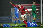 18 April 2025; Cian Kavanagh of Sligo Rovers celebrates after scoring his side's third goal during the SSE Airtricity Men's Premier Division match between Waterford and Sligo Rovers at the Regional Sports Centre in Waterford. Photo by Seb Daly/Sportsfile