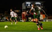 18 April 2025; Dawson Devoy of Bohemians in action against Sean Murray of Cork City during the SSE Airtricity Men's Premier Division match between Bohemians and Cork City at Dalymount Park in Dublin. Photo by Shauna Clinton/Sportsfile