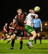 18 April 2025; Dawson Devoy of Bohemians in action against Cathal O'Sullivan of Cork City during the SSE Airtricity Men's Premier Division match between Bohemians and Cork City at Dalymount Park in Dublin. Photo by Shauna Clinton/Sportsfile