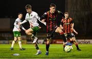 18 April 2025; Cathal O'Sullivan of Cork City loses his football boot while in action against Dawson Devoy of Bohemians during the SSE Airtricity Men's Premier Division match between Bohemians and Cork City at Dalymount Park in Dublin. Photo by Shauna Clinton/Sportsfile