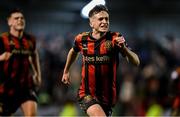 18 April 2025; James McManus of Bohemians celebrates after scoring his side's first goal during the SSE Airtricity Men's Premier Division match between Bohemians and Cork City at Dalymount Park in Dublin. Photo by Shauna Clinton/Sportsfile