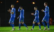 18 April 2025; Waterford players, from left, Kacper Radkowski, Grant Horton, Darragh Leahy and Maarten Pouwels after their side's defeat in the SSE Airtricity Men's Premier Division match between Waterford and Sligo Rovers at the Regional Sports Centre in Waterford. Photo by Seb Daly/Sportsfile
