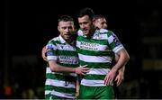 18 April 2025; Jack Byrne, left, and Aaron Greene of Shamrock Rovers after the SSE Airtricity Men's Premier Division match between St Patrick's Athletic and Shamrock Rovers at Richmond Park in Dublin. Photo by Stephen McCarthy/Sportsfile