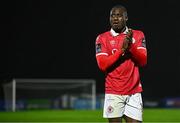 18 April 2025; Francely Lomboto of Sligo Rovers after his side's victory in the SSE Airtricity Men's Premier Division match between Waterford and Sligo Rovers at the Regional Sports Centre in Waterford. Photo by Seb Daly/Sportsfile