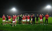 18 April 2025; Sligo Rovers players and staff after their side's victory in the SSE Airtricity Men's Premier Division match between Waterford and Sligo Rovers at the Regional Sports Centre in Waterford. Photo by Seb Daly/Sportsfile