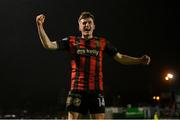 18 April 2025; James McManus of Bohemians acknowledges supporters after his sides's victory in the SSE Airtricity Men's Premier Division match between Bohemians and Cork City at Dalymount Park in Dublin. Photo by Shauna Clinton/Sportsfile
