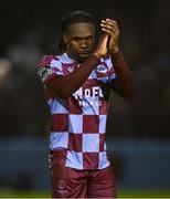 18 April 2025; Thomas Oluwa of Drogheda United after the SSE Airtricity Men's Premier Division match between Drogheda United and Shelbourne at Sullivan & Lambe Park in Drogheda, Louth. Photo by Ben McShane/Sportsfile
