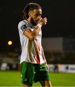18 April 2025; Milan Mbeng of Cork City dejected after his side's defeat in the SSE Airtricity Men's Premier Division match between Bohemians and Cork City at Dalymount Park in Dublin. Photo by Shauna Clinton/Sportsfile