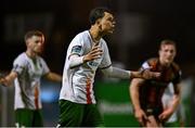 18 April 2025; Freddie Anderson of Cork City reacts during the SSE Airtricity Men's Premier Division match between Bohemians and Cork City at Dalymount Park in Dublin. Photo by Shauna Clinton/Sportsfile