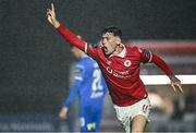 18 April 2025; Cian Kavanagh of Sligo Rovers celebrates after scoring his side's third goal during the SSE Airtricity Men's Premier Division match between Waterford and Sligo Rovers at the Regional Sports Centre in Waterford. Photo by Seb Daly/Sportsfile