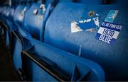 18 April 2025; A Waterford sticker on a seat before the SSE Airtricity Men's Premier Division match between Waterford and Sligo Rovers at the Regional Sports Centre in Waterford. Photo by Seb Daly/Sportsfile