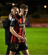 18 April 2025; James McManus of Bohemians with manager Alan Reynolds after their side's victory in the SSE Airtricity Men's Premier Division match between Bohemians and Cork City at Dalymount Park in Dublin. Photo by Shauna Clinton/Sportsfile