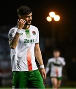 18 April 2025; Rio Shipston of Cork City dejected after his side's defeat in the SSE Airtricity Men's Premier Division match between Bohemians and Cork City at Dalymount Park in Dublin. Photo by Shauna Clinton/Sportsfile