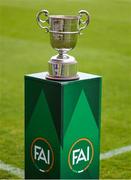 19 April 2025; A general view of the cup before the FAI Intermediate Cup final match between College Corinthians AFC and Ringmahon Rangers FC at Turners Cross Stadium in Cork. Photo by Michael P Ryan/Sportsfile
