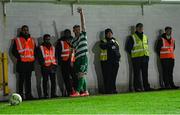 18 April 2025; Jack Byrne of Shamrock Rovers prepares to take a corner kick during the SSE Airtricity Men's Premier Division match between St Patrick's Athletic and Shamrock Rovers at Richmond Park in Dublin. Photo by Stephen McCarthy/Sportsfile