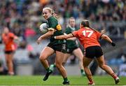 12 April 2025; Caoimhe Evans of Kerry in action against Grace Ferguson of Armagh during the Lidl Ladies National Football League Division 1 final match between Armagh and Kerry at Croke Park in Dublin. Photo by Sam Barnes/Sportsfile