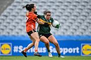 12 April 2025; Danielle O'Leary of Kerry in action against Roisin Mulligan of Armagh during the Lidl Ladies National Football League Division 1 final match between Armagh and Kerry at Croke Park in Dublin. Photo by Sam Barnes/Sportsfile