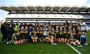 12 April 2025; The Kerry team and coaching staff celebrate with the cup after their side's victory in the Lidl Ladies National Football League Division 1 final match between Armagh and Kerry at Croke Park in Dublin Photo by Sam Barnes/Sportsfile