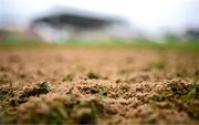 19 April 2025; A detailed view of pitch conditions before the Leinster GAA Hurling Senior Championship Round 1 match between Kilkenny and Galway at UPMC Nowlan Park in Kilkenny. Photo by Seb Daly/Sportsfile