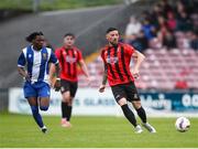 19 April 2025; Roy Kenny of Ringmahon Rangers FC in action against Destiny Okonkwo of College Corinthians AFC during the FAI Intermediate Cup final match between College Corinthians AFC and Ringmahon Rangers FC at Turners Cross Stadium in Cork. Photo by Michael P Ryan/Sportsfile