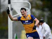 19 April 2025; Mark McInerney of Clare celebrates after scoring his side's first goal during the Munster GAA Football Senior Championship semi-final match between Clare and Tipperary at Zimmer Biomet Cusack Park in Ennis, Clare. Photo by Tom Beary/Sportsfile