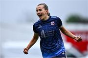 19 April 2025; Emma Doherty of Galway United celebrates after scoring her side's first goal during the SSE Airtricity Women's Premier Division match between Sligo Rovers and Galway United at The Showgrounds in Sligo. Photo by Tyler Miller/Sportsfile