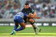 19 April 2025; Paul Boyle of Connacht attempts to get past Damian Willemse of DHL Stormers attempted tackle during the United Rugby Championship match between DHL Stormers and Connacht at DHL Stadium in Cape Town, South Africa. Photo by Shaun Roy/Sportsfile