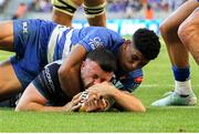 19 April 2025; Dylan Tierney-Martin of Connacht dives over to score his dies third try during the United Rugby Championship match between DHL Stormers and Connacht at DHL Stadium in Cape Town, South Africa. Photo by Shaun Roy/Sportsfile