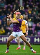 19 April 2025; Lee Chin of Wexford scores a point from a free during the Leinster GAA Hurling Senior Championship Round 1 match between Wexford and Antrim at Chadwicks Wexford Park in Wexford. Photo by Matt Browne/Sportsfile