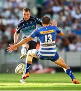 19 April 2025; Jack Carty of Connacht kicks past Dan du Plessis of DHL Stormers during the United Rugby Championship match between DHL Stormers and Connacht at DHL Stadium in Cape Town, South Africa. Photo by Shaun Roy/Sportsfile