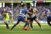 19 April 2025; Dylan Tierney-Martin of Connacht attempts to drive past Sacha Feinberg-Mngomezulu of DHL Stormers tackle during the United Rugby Championship match between DHL Stormers and Connacht at DHL Stadium in Cape Town, South Africa. Photo by Shaun Roy/Sportsfile